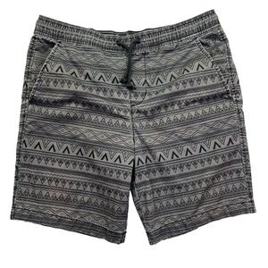 Brooklyn Calling Patterned Shorts Casual‎ Drawstring Waist Gray Mens M Fits 34"